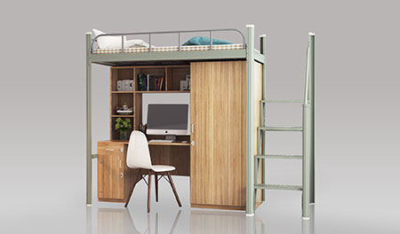 单人高架床-中梯-学生组合公寓床