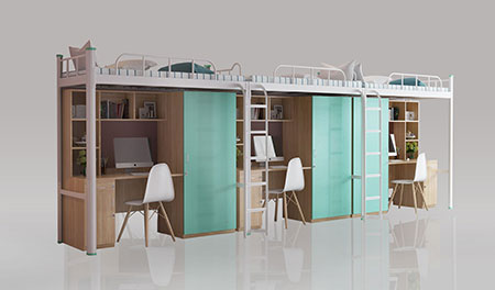 三连3人位-侧梯-学生宿舍组合公寓床